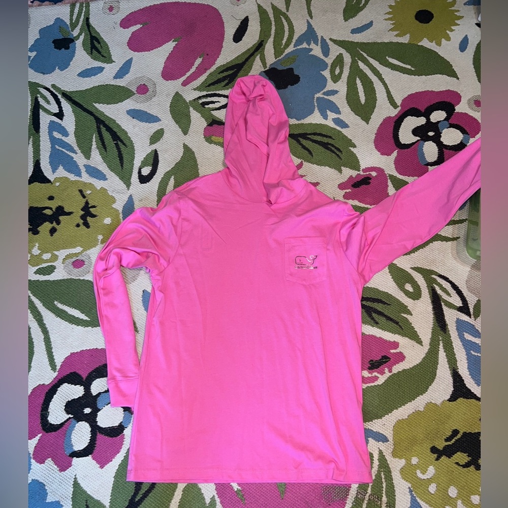 Vineyard Vines Kids Graphic Long-Sleeve Hoodie Lady Slipper Fuschia  Tee XL (18)